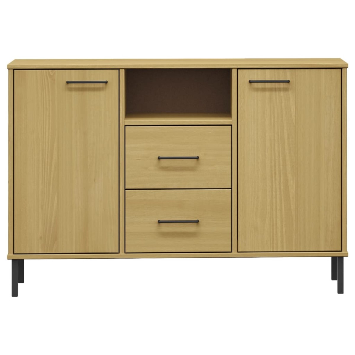 vidaXL Μπουφές OSLO Καφέ 113x40x77 εκ. Μασίφ Ξύλο με Μεταλλικά Πόδια