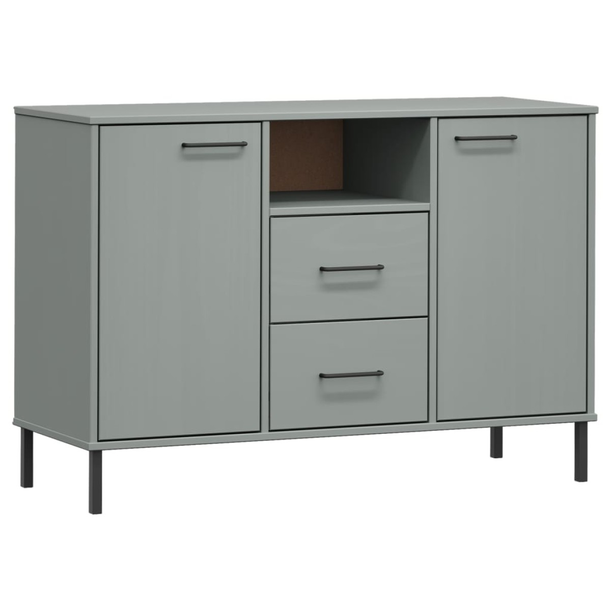 vidaXL Ντουλάπι OSLO Γκρι 113x40x77 εκ. Μασίφ Ξύλο με Μετ. Πόδια