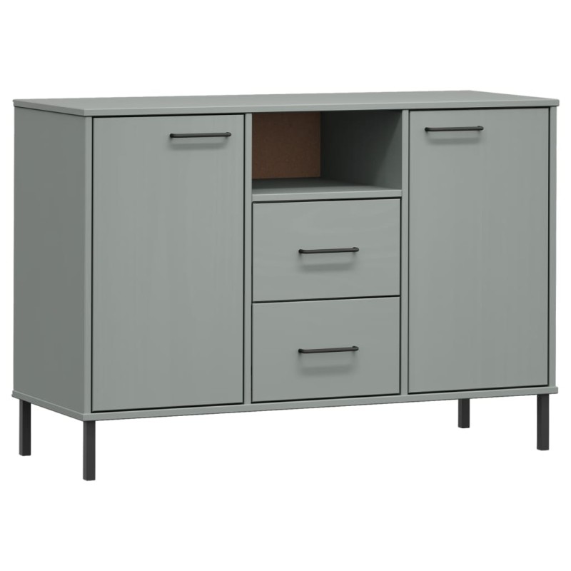 vidaXL Ντουλάπι OSLO Γκρι 113x40x77 εκ. Μασίφ Ξύλο με Μετ. Πόδια