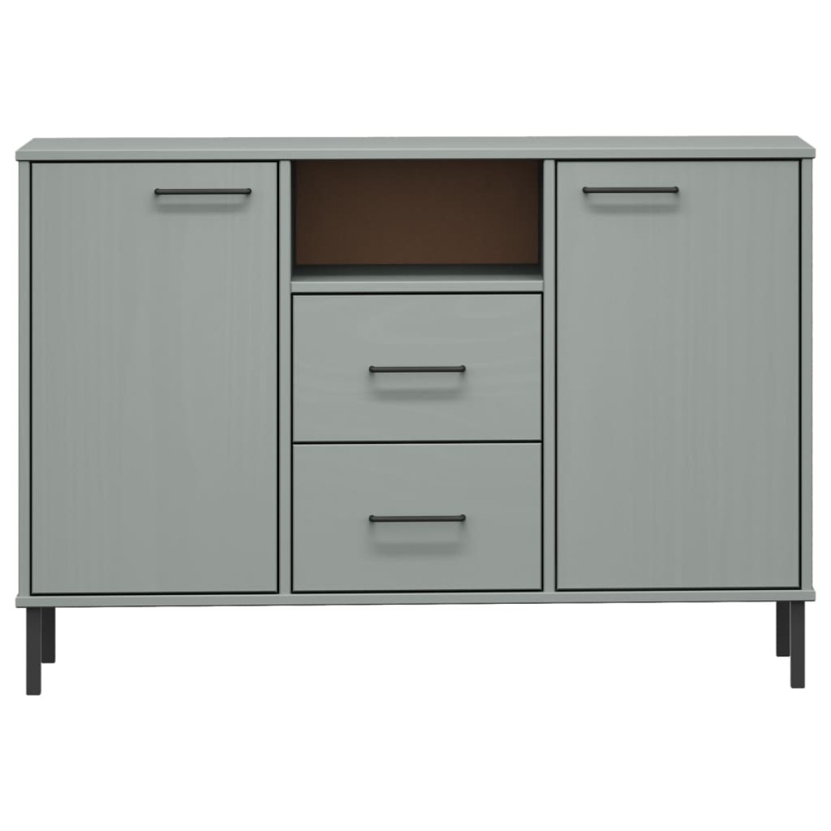 vidaXL Ντουλάπι OSLO Γκρι 113x40x77 εκ. Μασίφ Ξύλο με Μετ. Πόδια