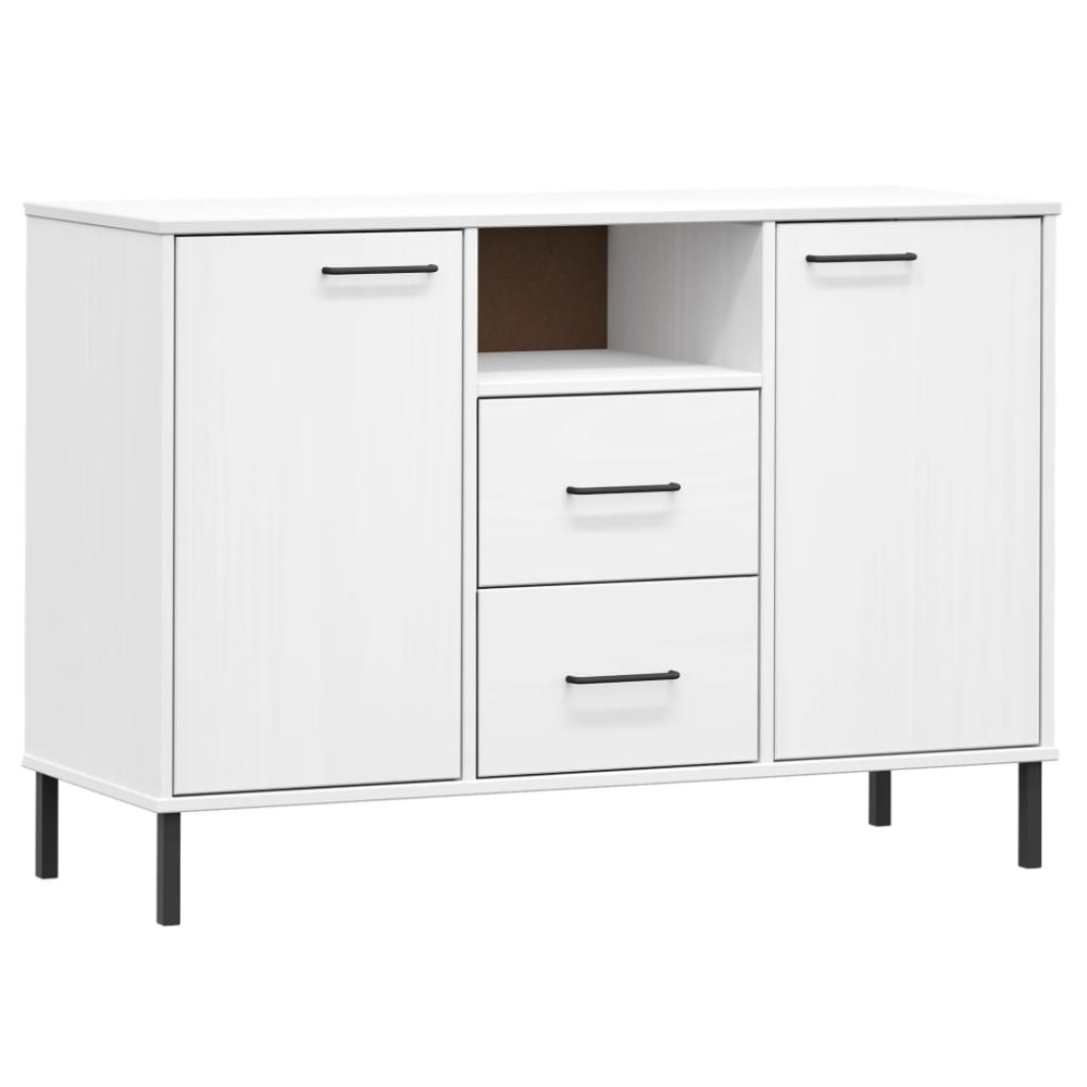 vidaXL Ντουλάπι OSLO Λευκό 113x40x77 εκ. Μασίφ Ξύλο με Μετ. Πόδια