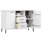 vidaXL Ντουλάπι OSLO Λευκό 113x40x77 εκ. Μασίφ Ξύλο με Μετ. Πόδια