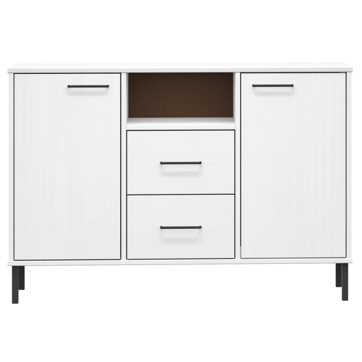 vidaXL Ντουλάπι OSLO Λευκό 113x40x77 εκ. Μασίφ Ξύλο με Μετ. Πόδια