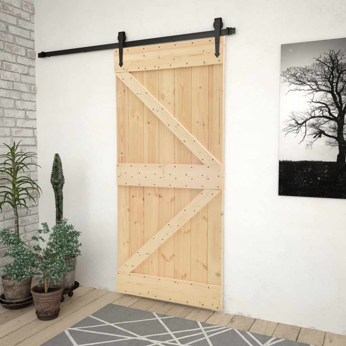 vidaXL Πόρτα NARVIK Φυσικό 80 x 210 cm Συμπαγές Ξύλο Πεύκου
