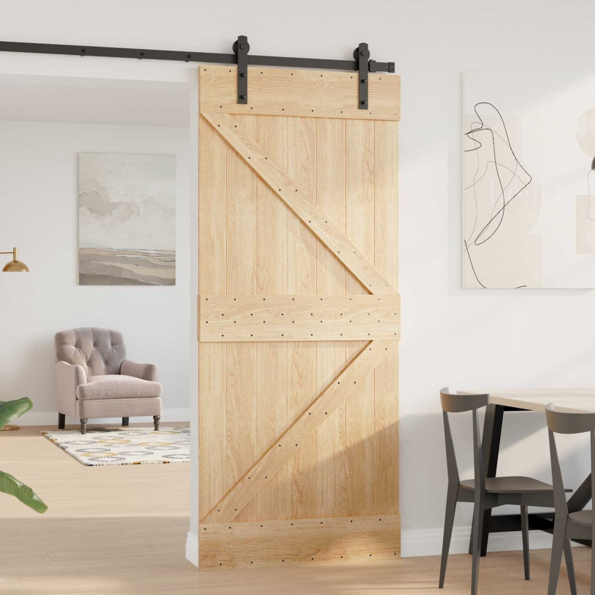 vidaXL Πόρτα NARVIK Φυσικό 90 x 210 cm Συμπαγές Ξύλο Πεύκου