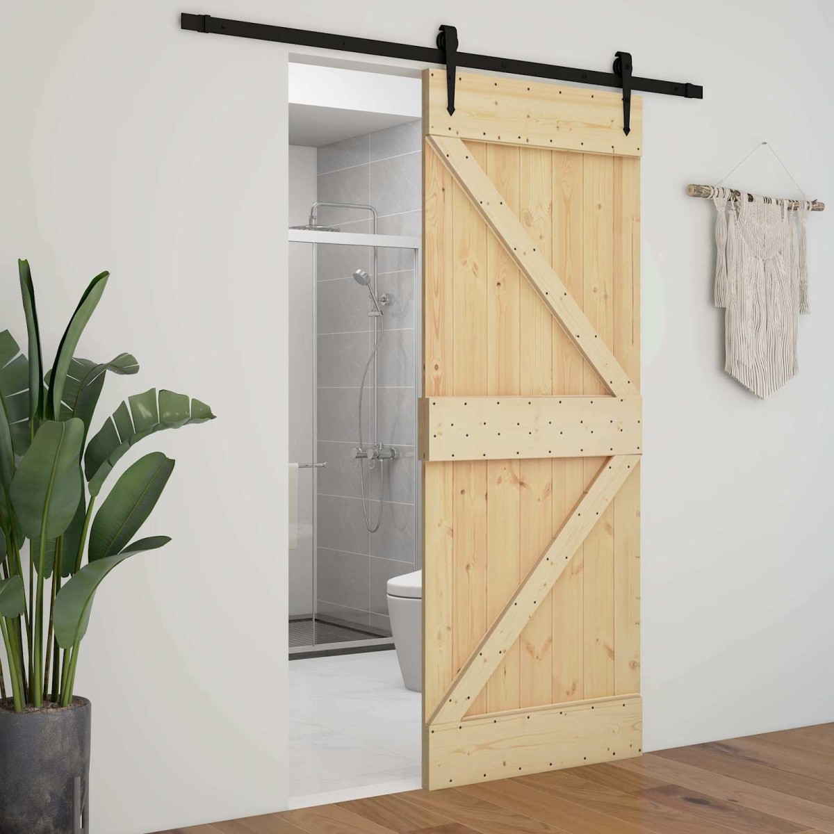 vidaXL Πόρτα NARVIK Φυσικό 90 x 210 cm Συμπαγές Ξύλο Πεύκου
