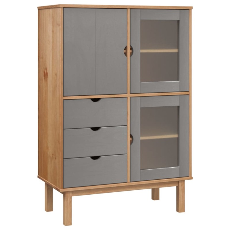 vidaXL Ντουλάπι OTTA Καφέ & Γκρι 85x43x125 εκ. από Μασίφ Ξύλο Πεύκου