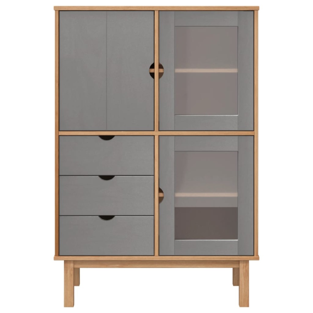vidaXL Ντουλάπι OTTA Καφέ & Γκρι 85x43x125 εκ. από Μασίφ Ξύλο Πεύκου