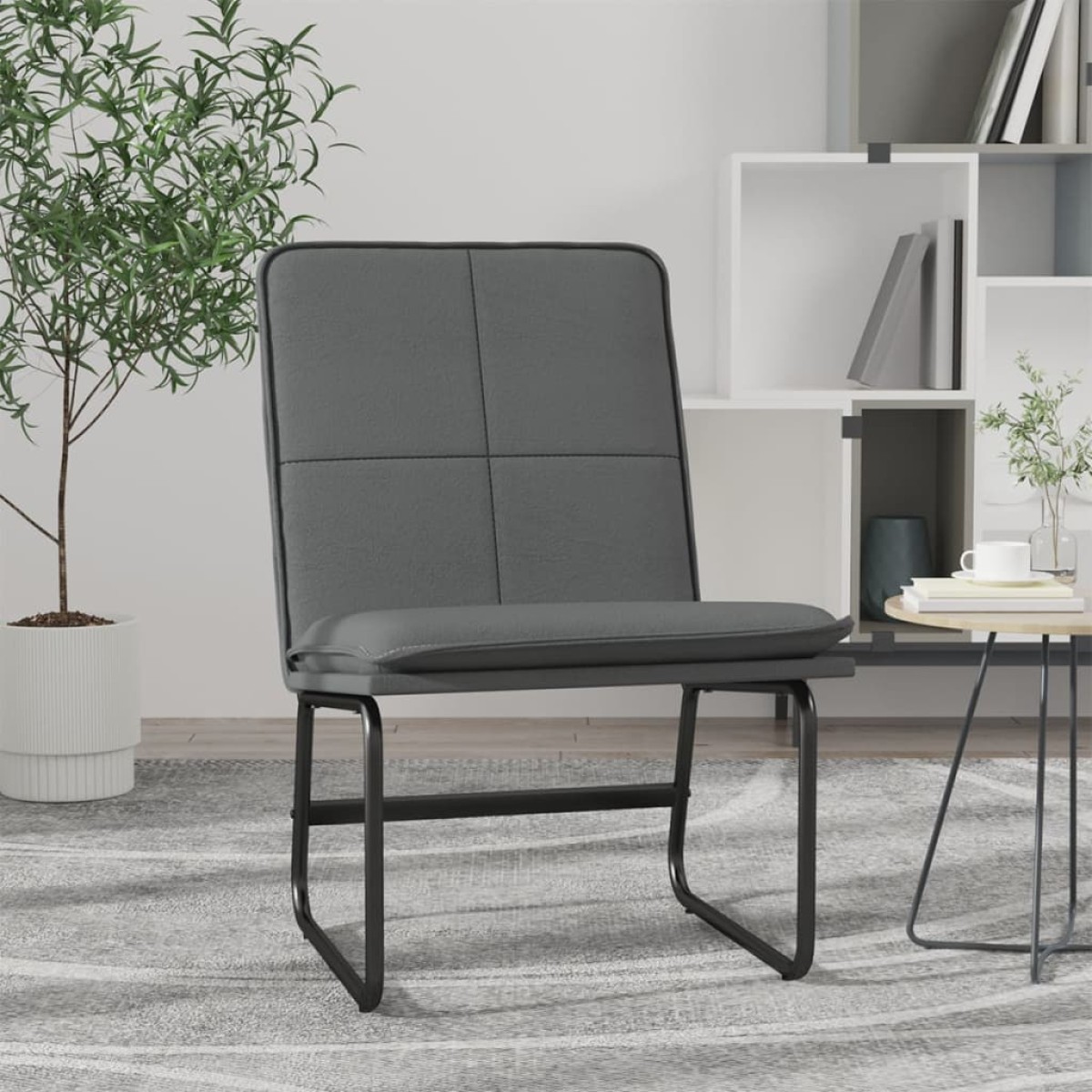 vidaXL Πολυθρόνα Γκρι 54 x 75 x 76 εκ. από Συνθετικό Δέρμα