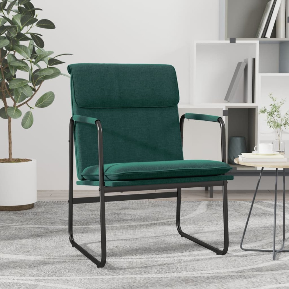 vidaXL Πολυθρόνα Σκούρο Πράσινο 55x64x80 εκ. Υφασμάτινη