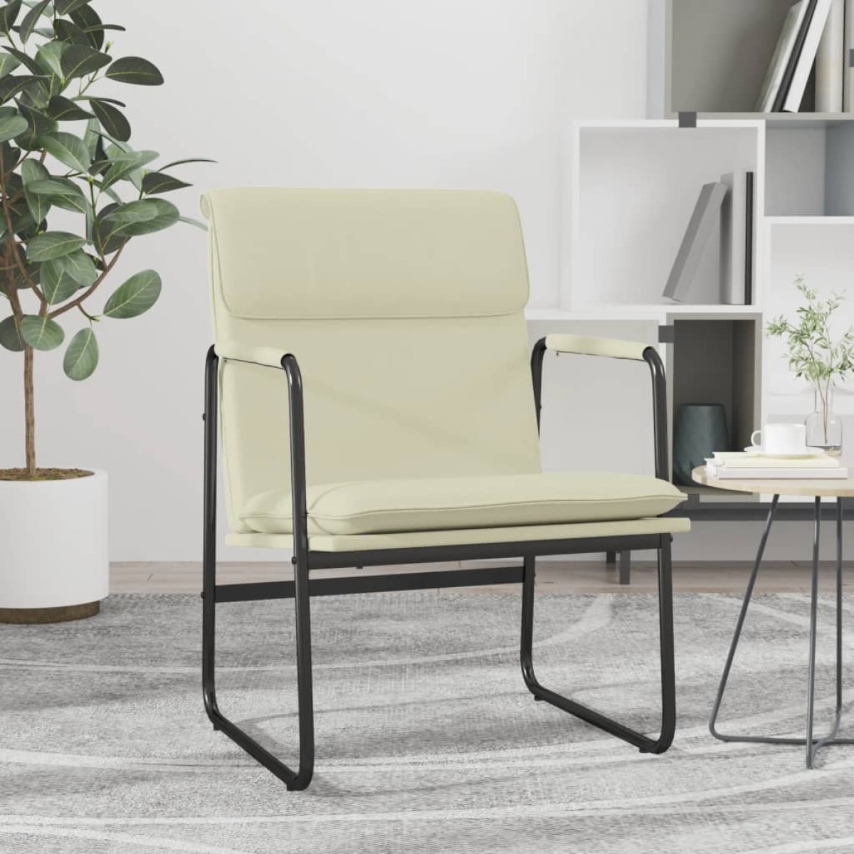 vidaXL Πολυθρόνα Κρεμ 55 x 64 x 80 εκ. από Συνθετικό Δέρμα