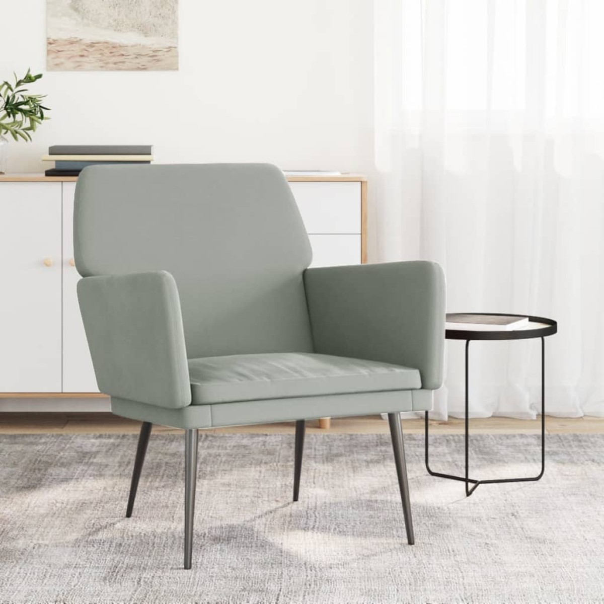 vidaXL Πολυθρόνα Ανοιχτό Γκρι 62 x 79x 79 εκ. Βελούδινη