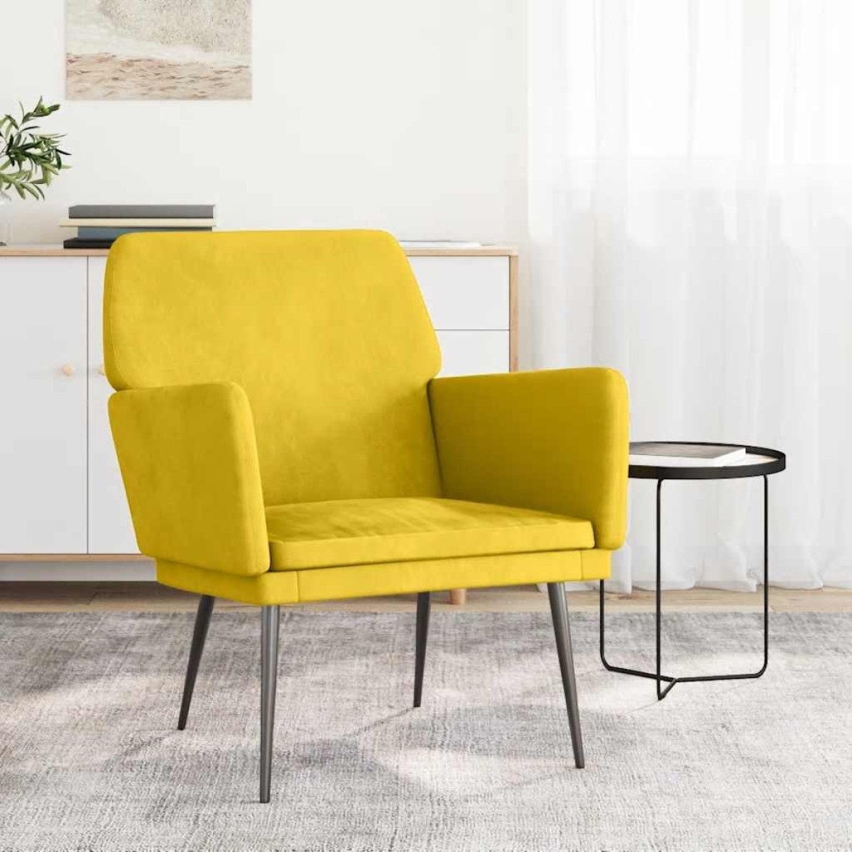 vidaXL Πολυθρόνα Κίτρινη 62x79x79 εκ. Βελούδινη