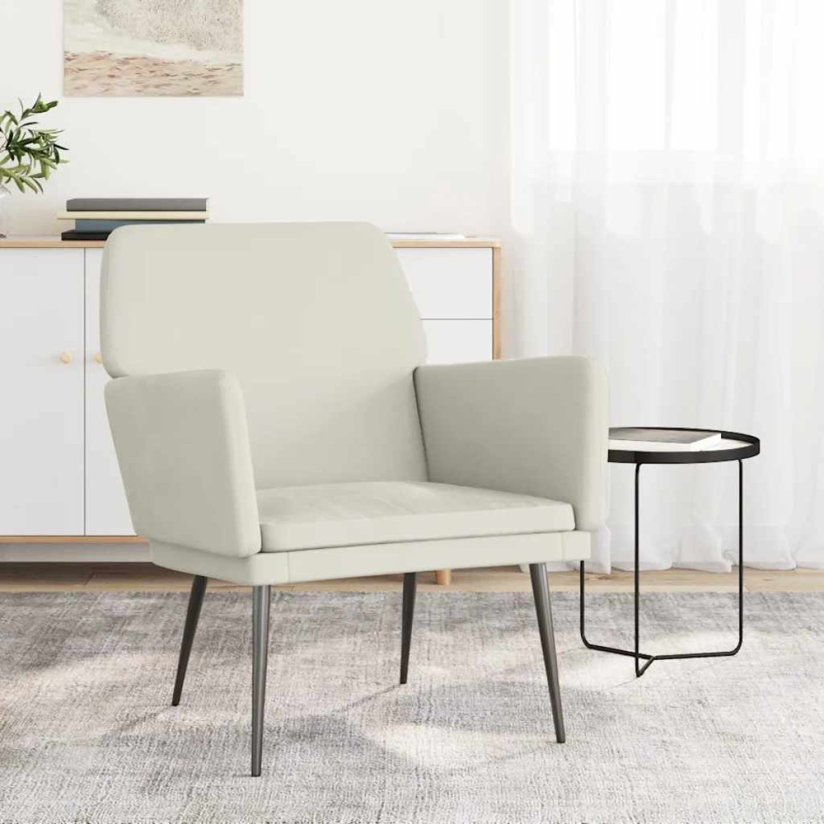 vidaXL Πολυθρόνα Κρεμ 62 x 79x 79 εκ. Βελούδινη