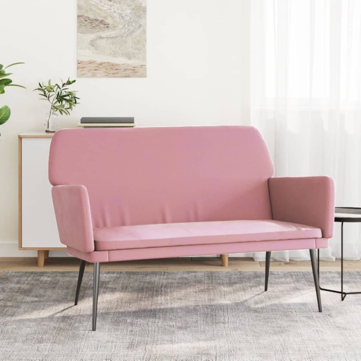 vidaXL Πάγκος Ροζ 108 x 79 x 79 εκ. Βελούδινος
