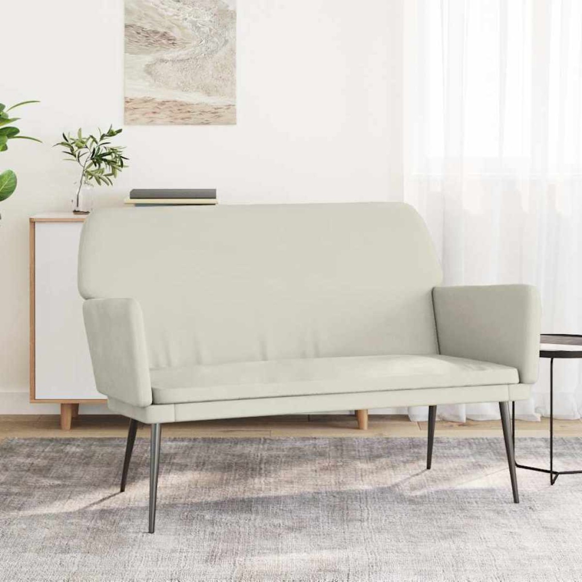 vidaXL Πάγκος Κρεμ 108x79x79 εκ. Βελούδινος
