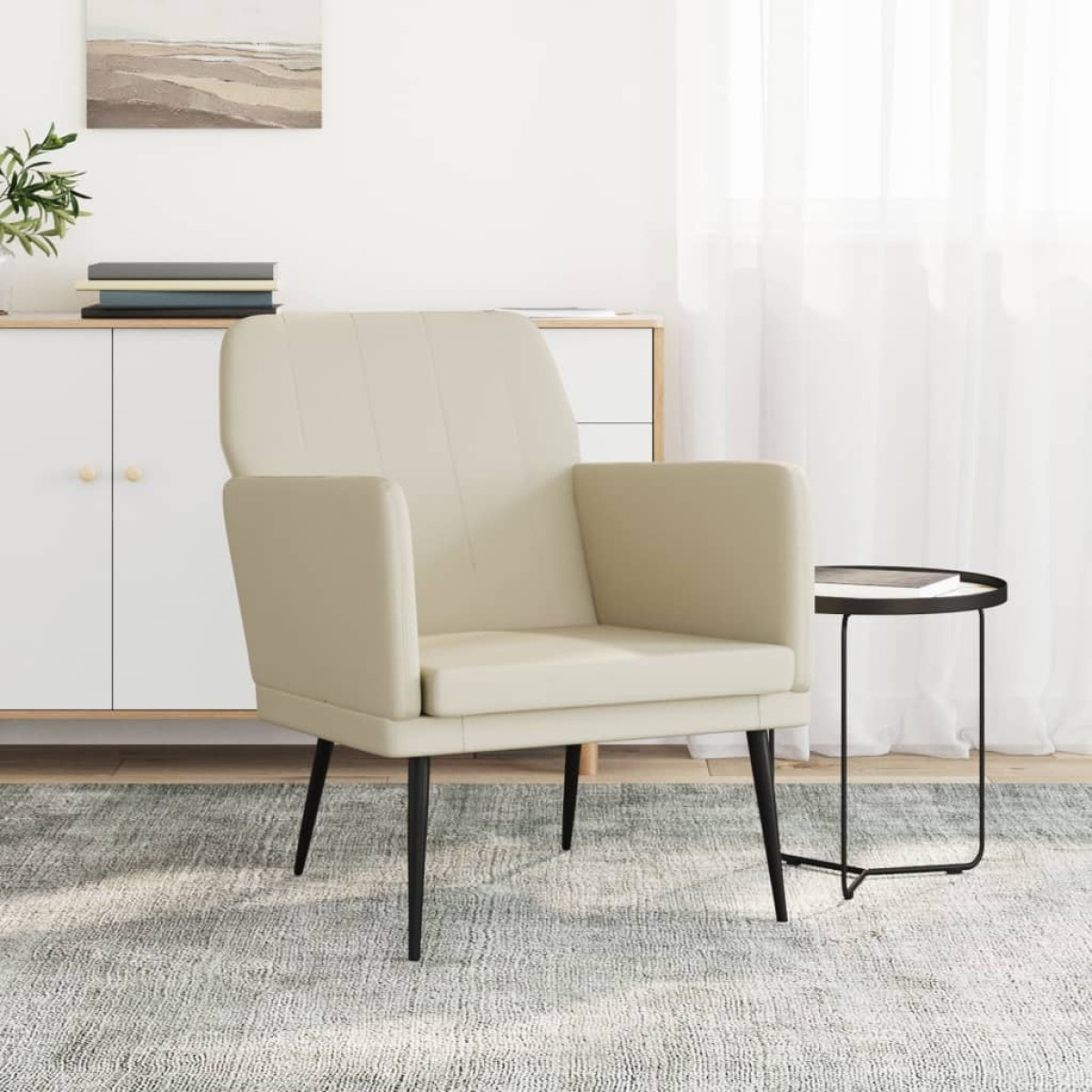 vidaXL Πολυθρόνα Κρεμ 61x78x80 εκ. από Συνθετικό Δέρμα