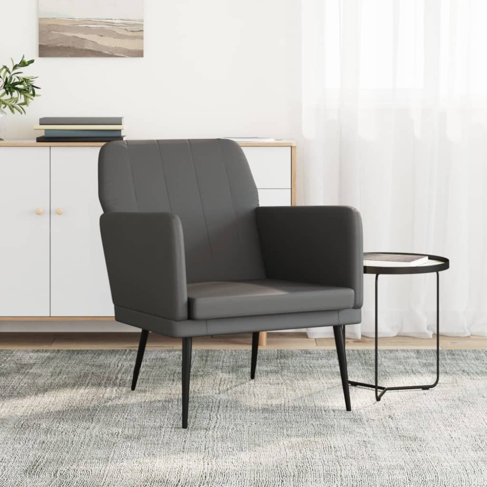 vidaXL Πολυθρόνα Γκρι 61 x 78 x 80 εκ. από Συνθετικό Δέρμα