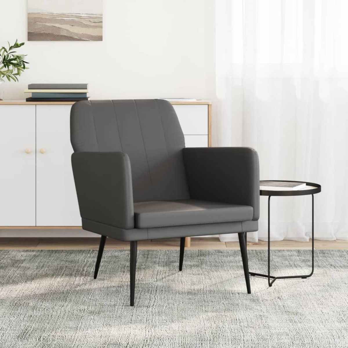 vidaXL Πολυθρόνα Γκρι 61 x 78 x 80 εκ. από Συνθετικό Δέρμα