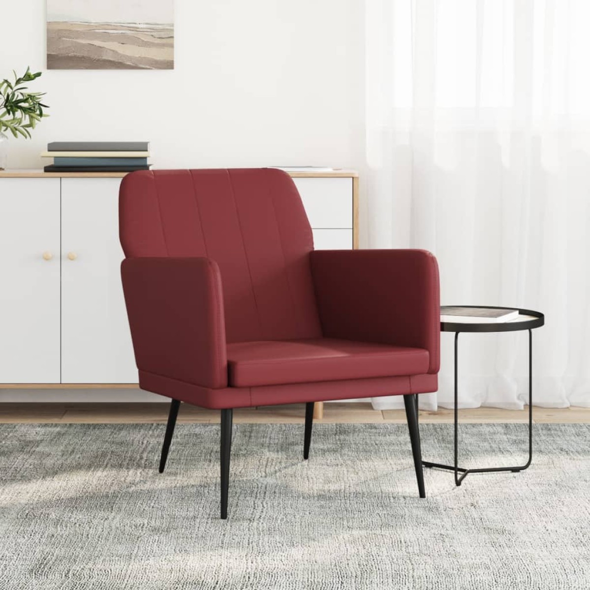 vidaXL Πολυθρόνα μπορντό 61 x 78 x 80 εκ. από Συνθετικό Δέρμα