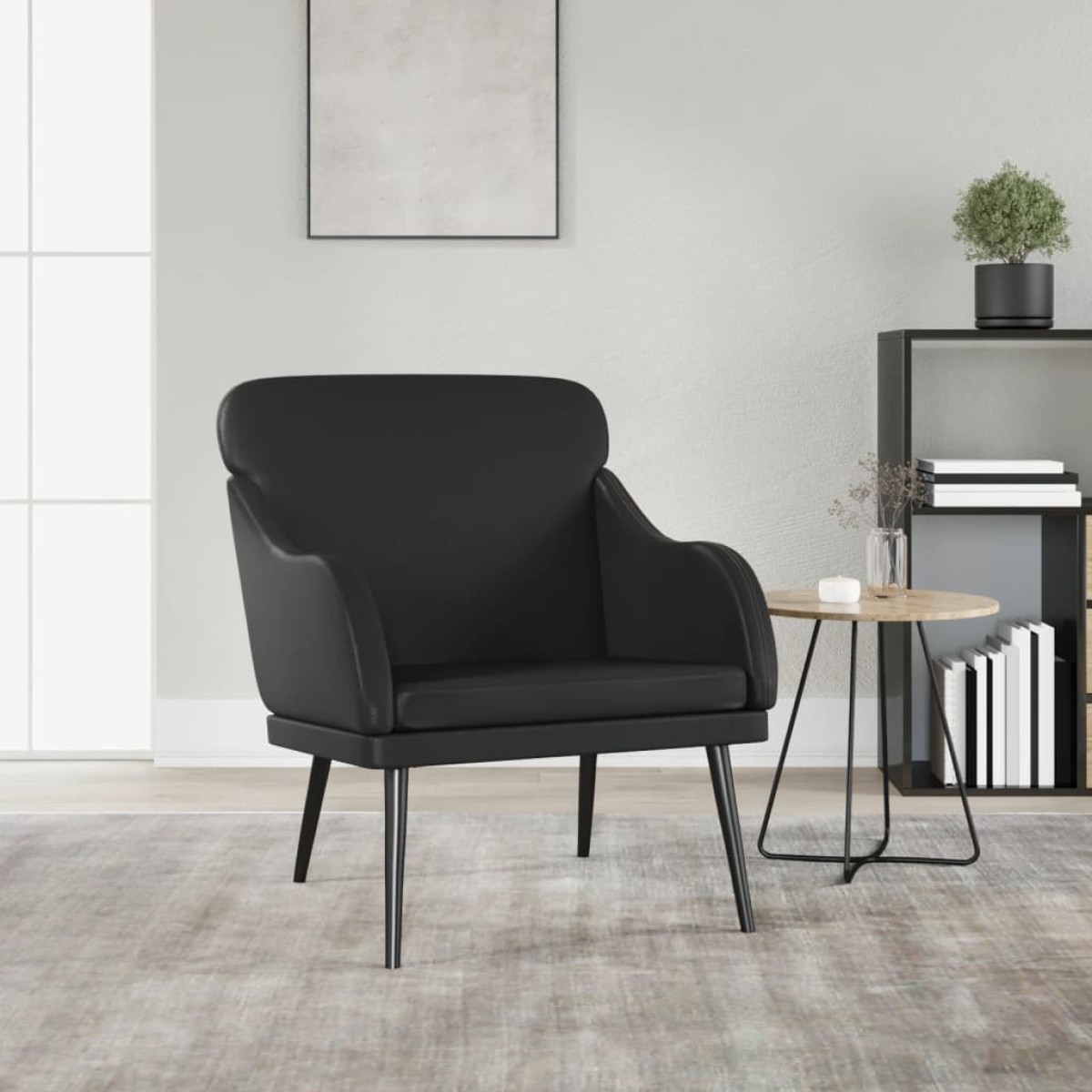 vidaXL Πολυθρόνα Μαύρη 63 x 76 x 80 εκ. από Συνθετικό Δέρμα
