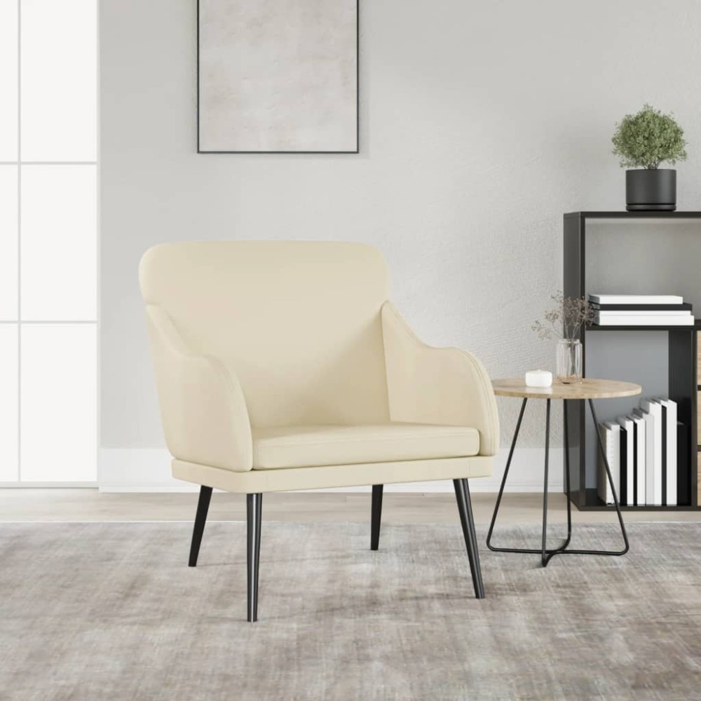 vidaXL Πολυθρόνα Κρεμ 63x76x80 εκ. από Συνθετικό Δέρμα