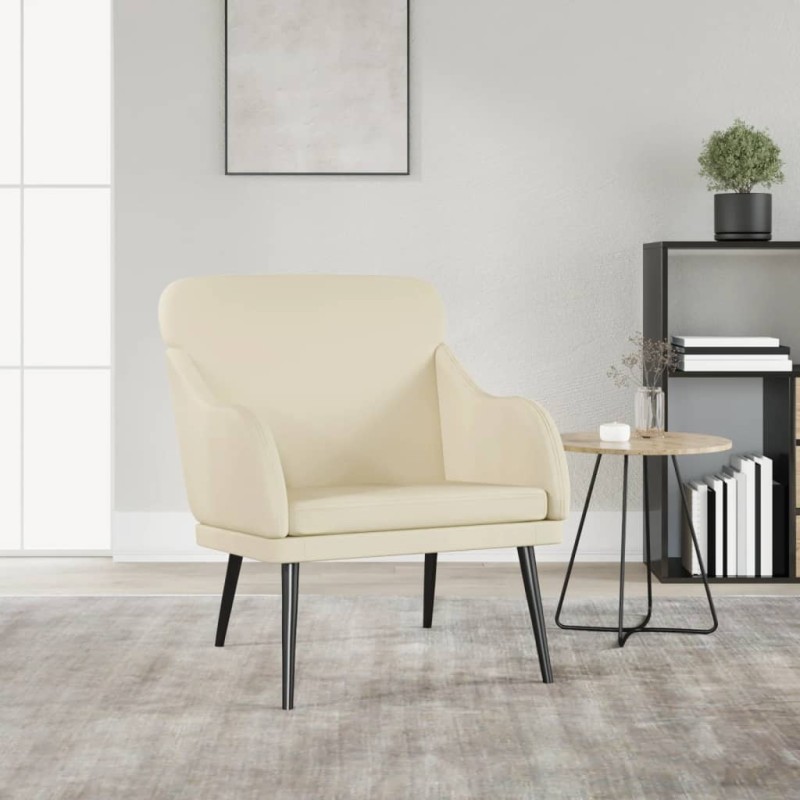 vidaXL Πολυθρόνα Κρεμ 63x76x80 εκ. από Συνθετικό Δέρμα