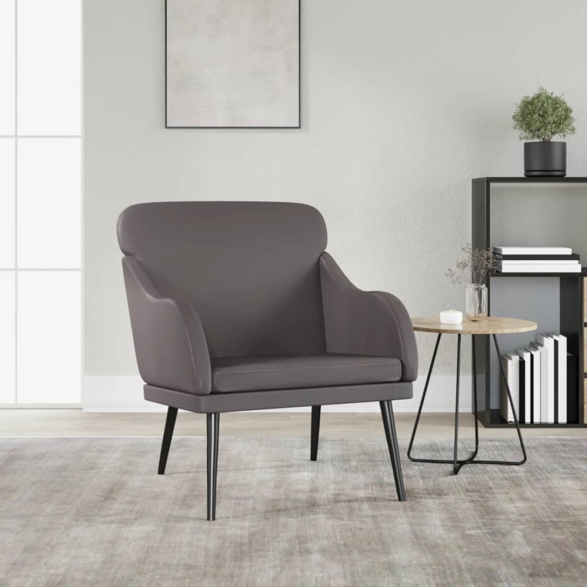 vidaXL Πολυθρόνα Γκρι 63 x 76 x 80 εκ. από Συνθετικό Δέρμα