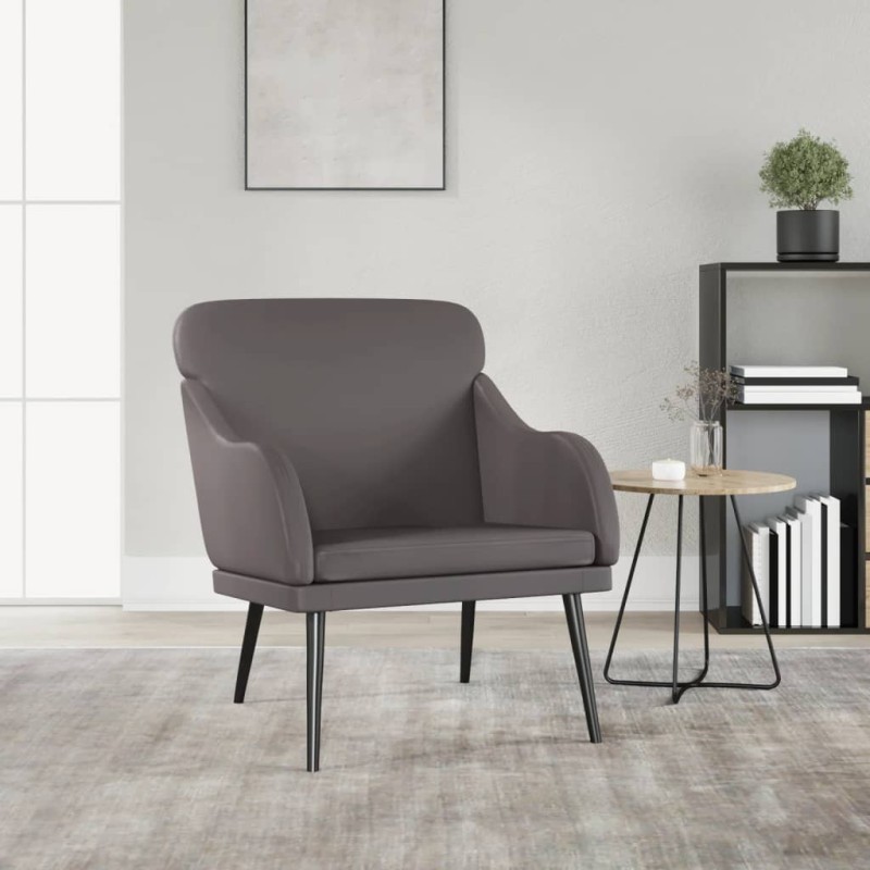 vidaXL Πολυθρόνα Γκρι 63 x 76 x 80 εκ. από Συνθετικό Δέρμα