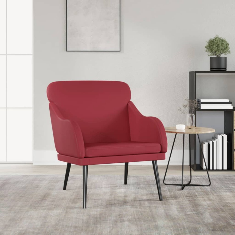 vidaXL Πολυθρόνα μπορντό 63x76x80 εκ. από Συνθετικό Δέρμα
