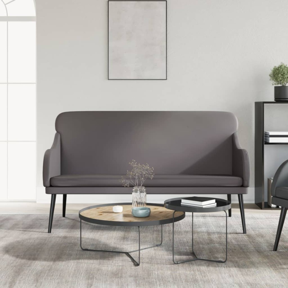 vidaXL Πάγκος Γκρι 110x76x80 εκ. από Συνθετικό Δέρμα