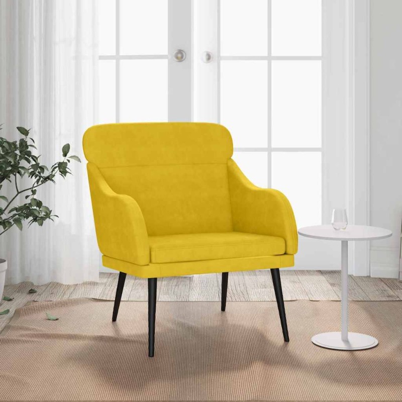 vidaXL Πολυθρόνα Κίτρινη 63 x 76x 80 εκ. Βελούδινη