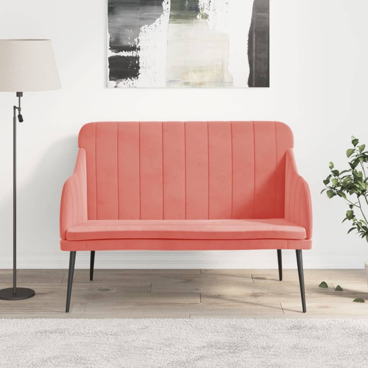 vidaXL Πάγκος Ροζ 110x76x80 εκ. Βελούδινος