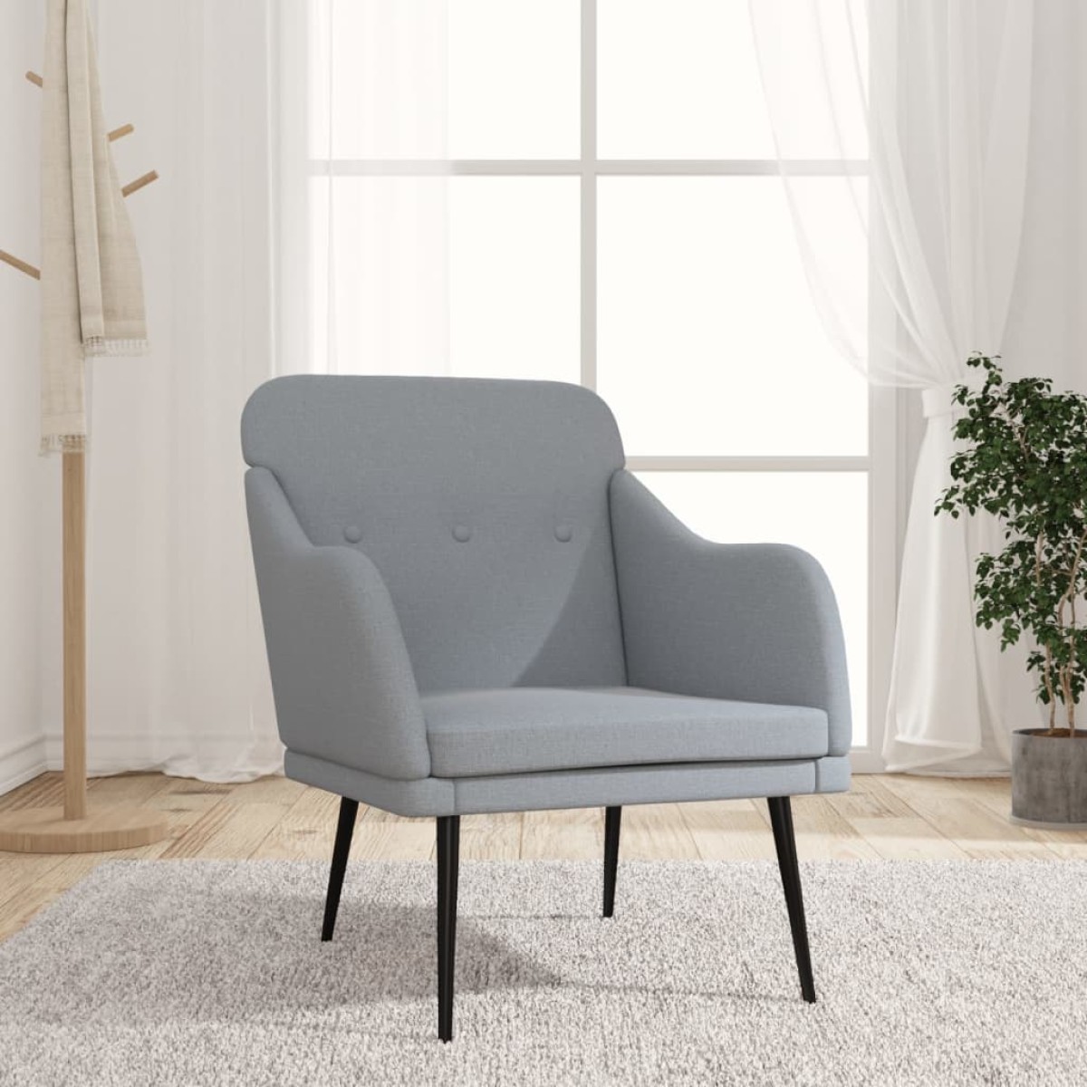 vidaXL Πολυθρόνα Ανοιχτό Γκρι 63 x 76 x 80 εκ. Υφασμάτινη