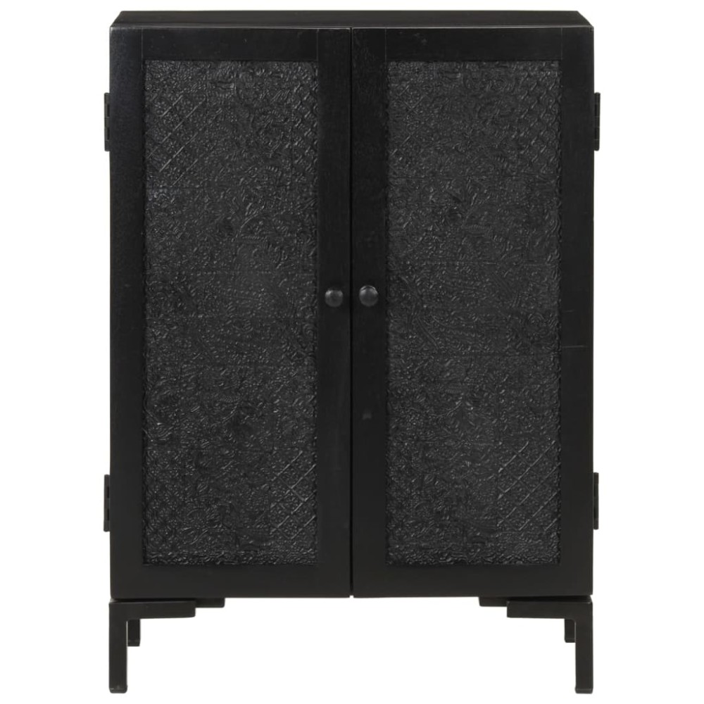 vidaXL Ντουλάπι Μαύρο 55x30x77 εκ. από Μασίφ Ξύλο Μάνγκο και Σίδηρο