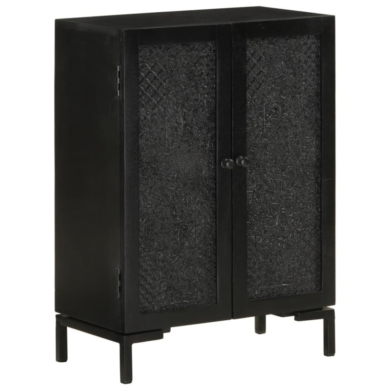 vidaXL Ντουλάπι Μαύρο 55x30x77 εκ. από Μασίφ Ξύλο Μάνγκο και Σίδηρο