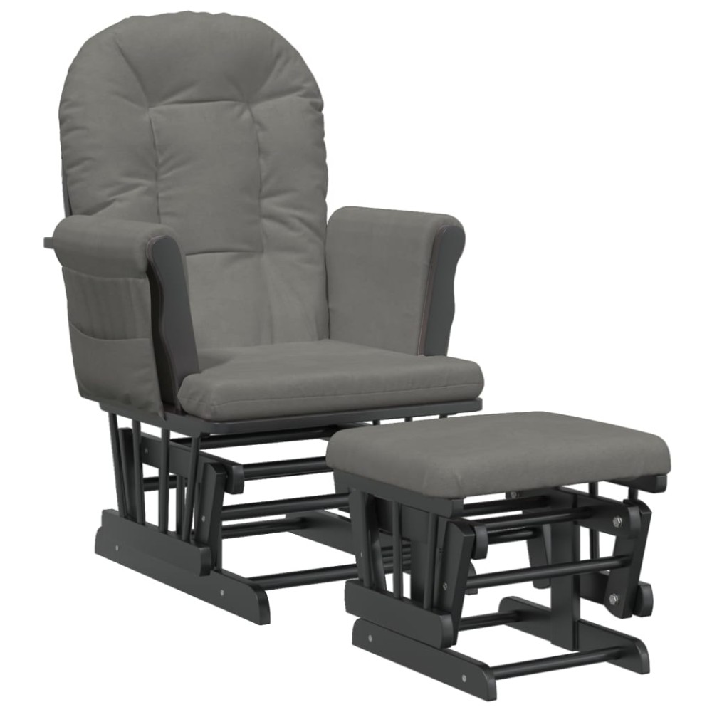 vidaXL Πολυθρόνα Relax Σκούρο Γκρι Υφασμάτινη με Σκαμπό