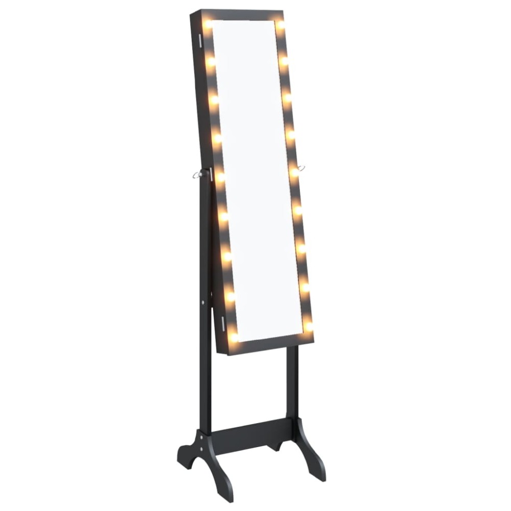 vidaXL Καθρέφτης Επιδαπέδιος με LED Μαύρος 34 x 37 x 146 εκ.