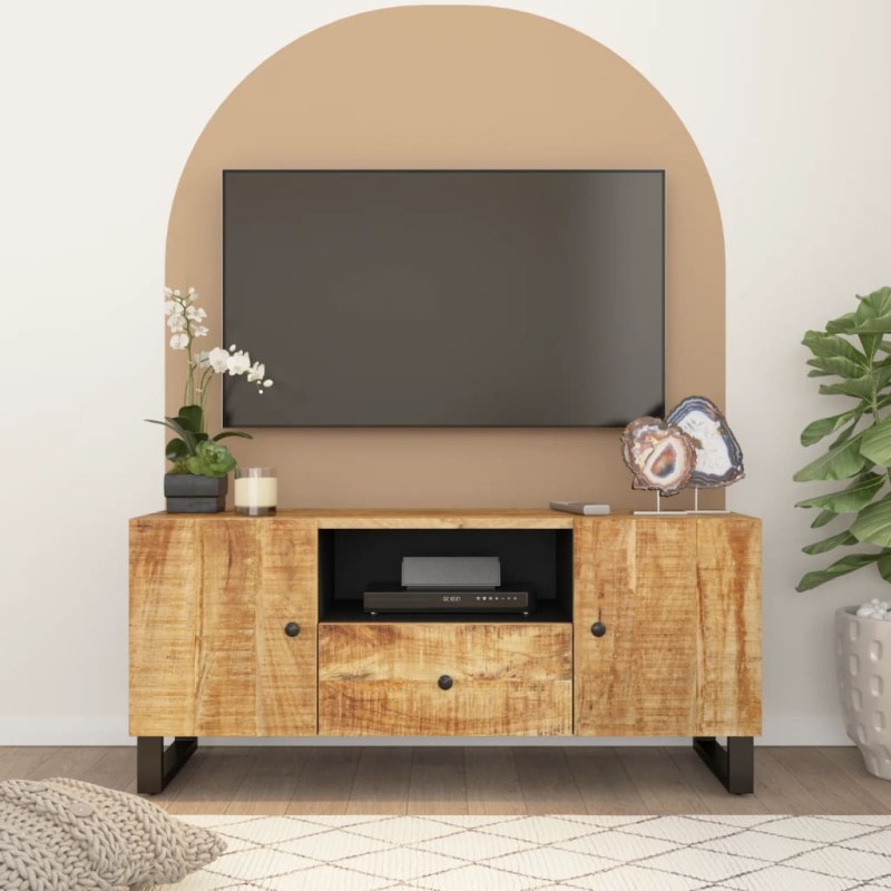 vidaXL Έπιπλο Τηλεόρασης 105x33,5x46 εκ Μασίφ Ξύλο Μάνγκο & Επεξ. Ξύλο