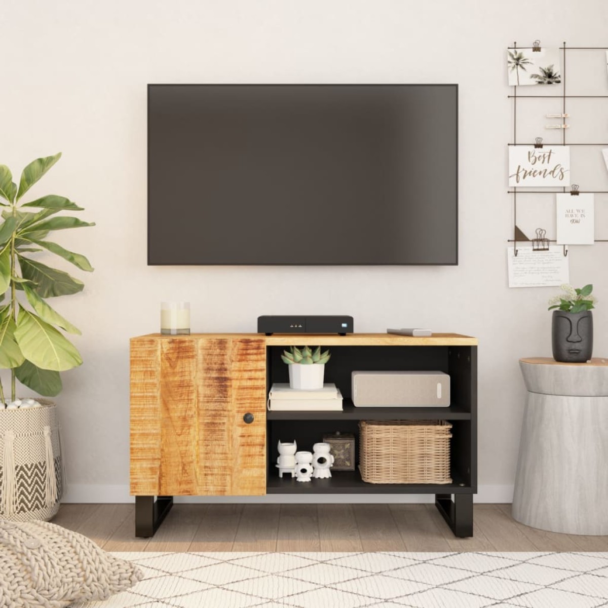 vidaXL Έπιπλο Τηλεόρασης 80x33x46 εκ. Μασίφ Ξύλο Μάνγκο & Επεξ. Ξύλο
