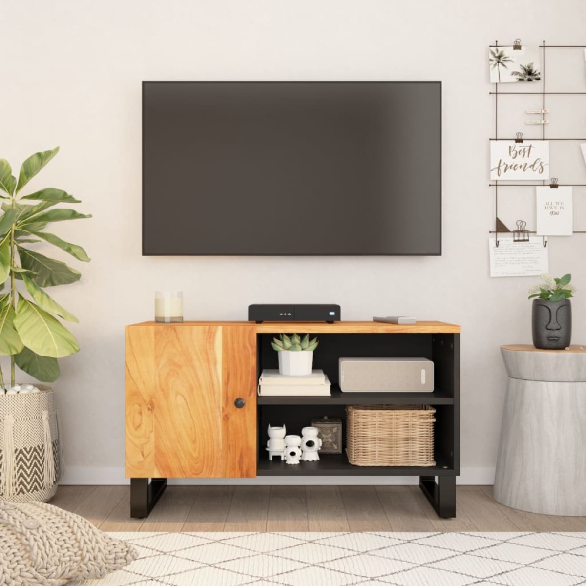 vidaXL Έπιπλο Τηλεόρασης 80x33x46 εκ. Μασίφ Ξύλο Ακακίας & Επεξ. Ξύλο