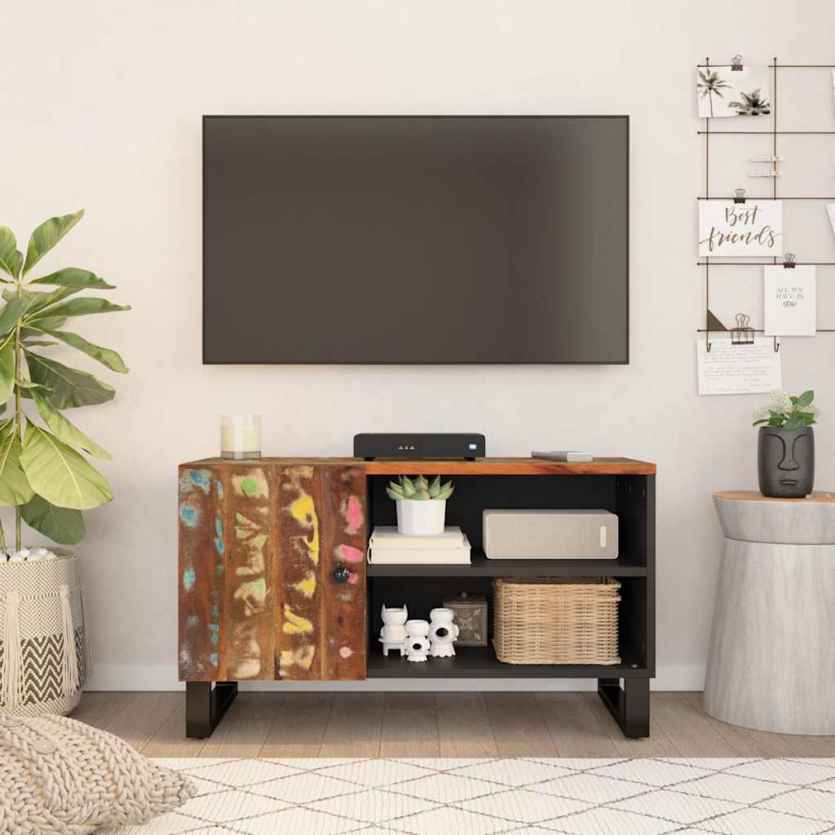 vidaXL Έπιπλο Τηλεόρασης 80x33x46 εκ. Μασίφ Ανακυκλ. Ξύλο & Επεξ. Ξύλο