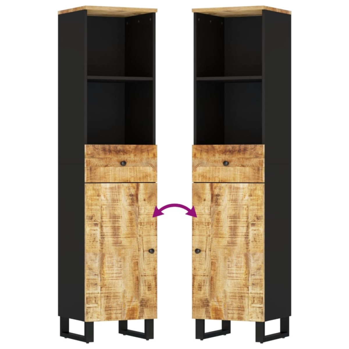 vidaXL Ντουλάπι Μπάνιου 38 x 33 x 160 εκ. από Μασίφ Ξύλο Μάνγκο