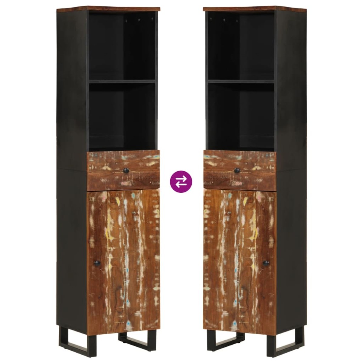 vidaXL Ντουλάπι Μπάνιου 38 x 33 x 160 εκ. από Μασίφ Ανακυκλωμένο Ξύλο