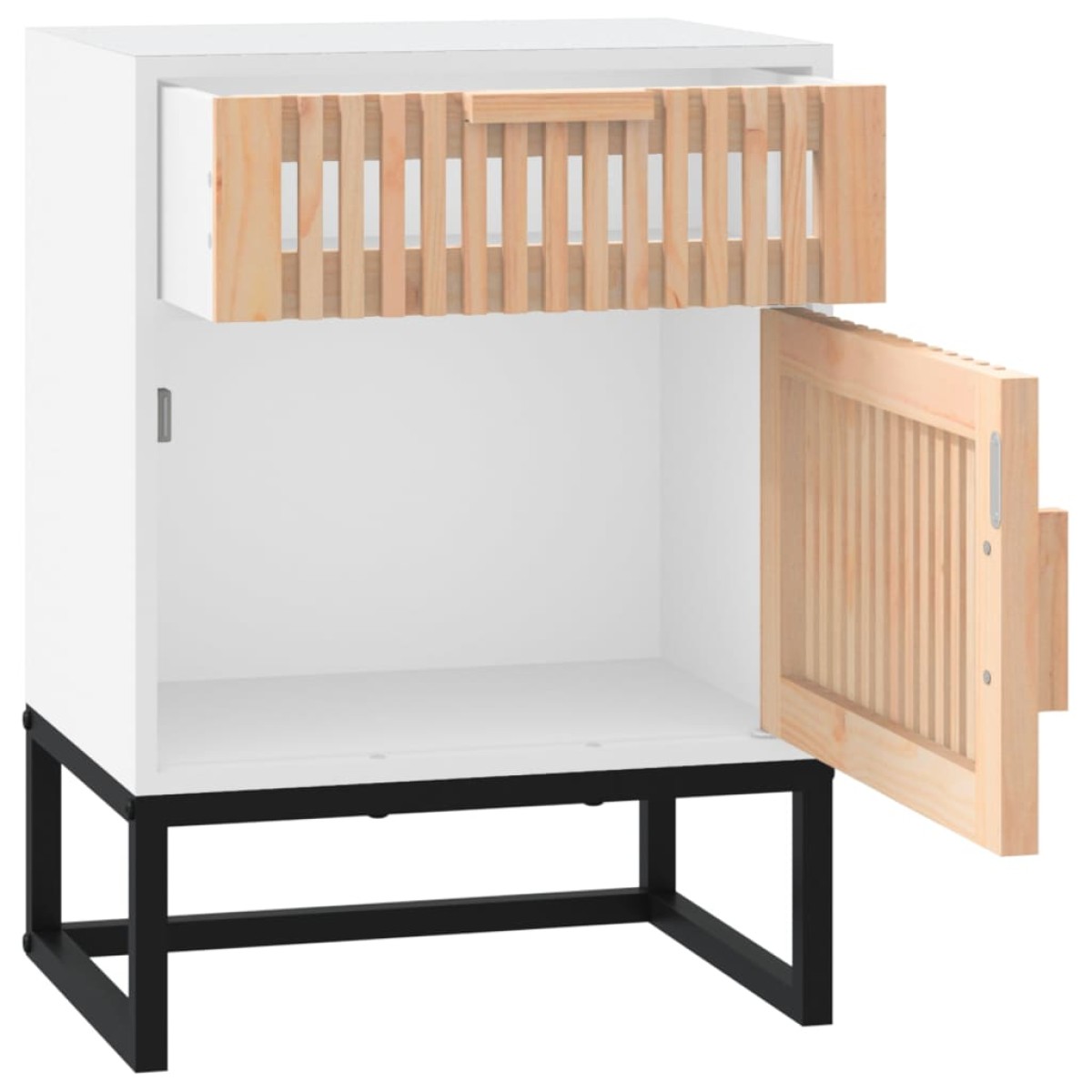 vidaXL Κομοδίνο Λευκό 40x30x55,5 εκ. από Επεξεργασμένο Ξύλο & Σίδερο