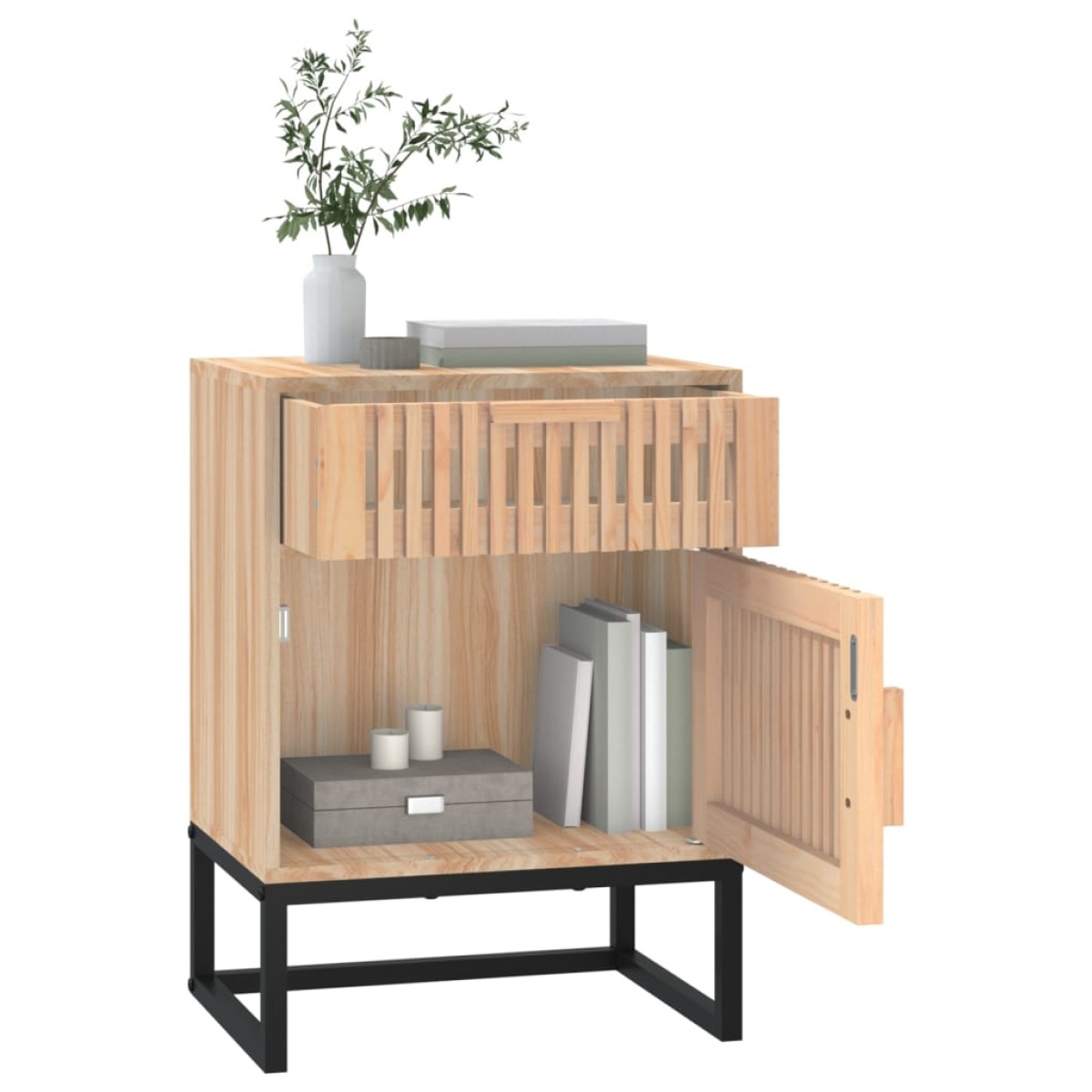 vidaXL Κομοδίνο 40 x 30 x 55,5 εκ. από Επεξεργασμένο Ξύλο & Σίδερο