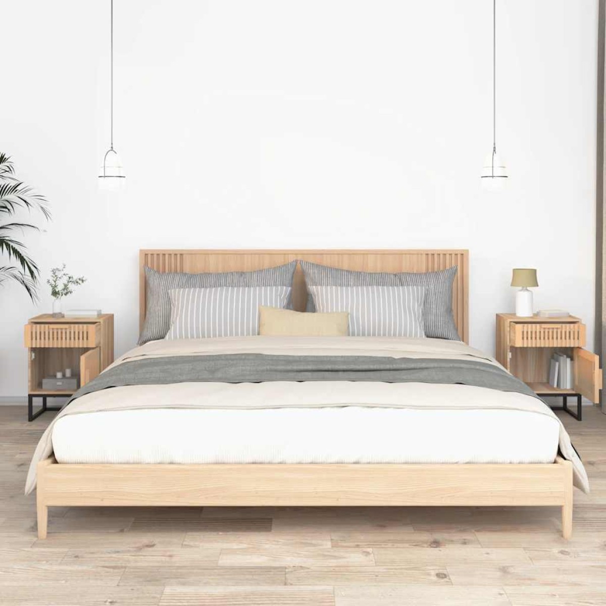 vidaXL Κομοδίνα 2 τεμ. 40x30x55,5 εκ Επεξεργασμένο Ξύλο & Σίδερο