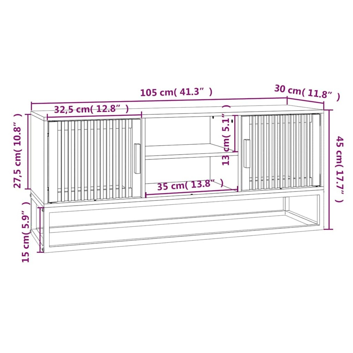 vidaXL Έπιπλο Τηλεόρασης 105 x 30 x 45 εκ. Επεξεργασμένο Ξύλο/Σίδερο