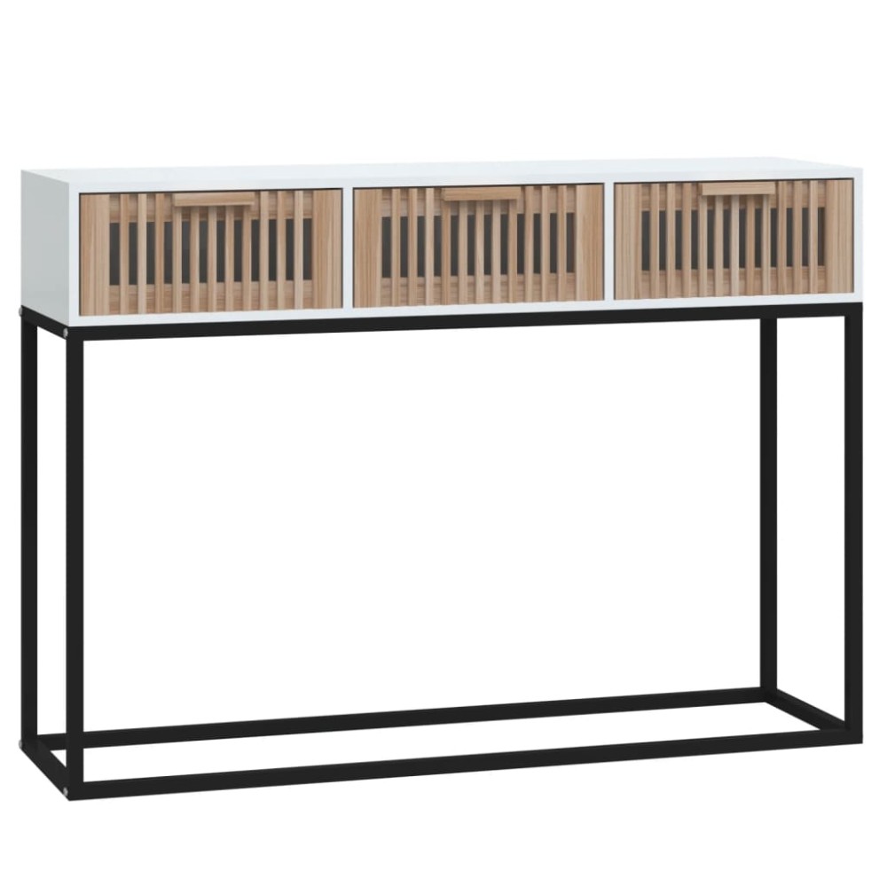 vidaXL Τραπέζι Κονσόλα Λευκό 105x30x75 εκ. Επεξεργασμένο Ξύλο / Σίδερο