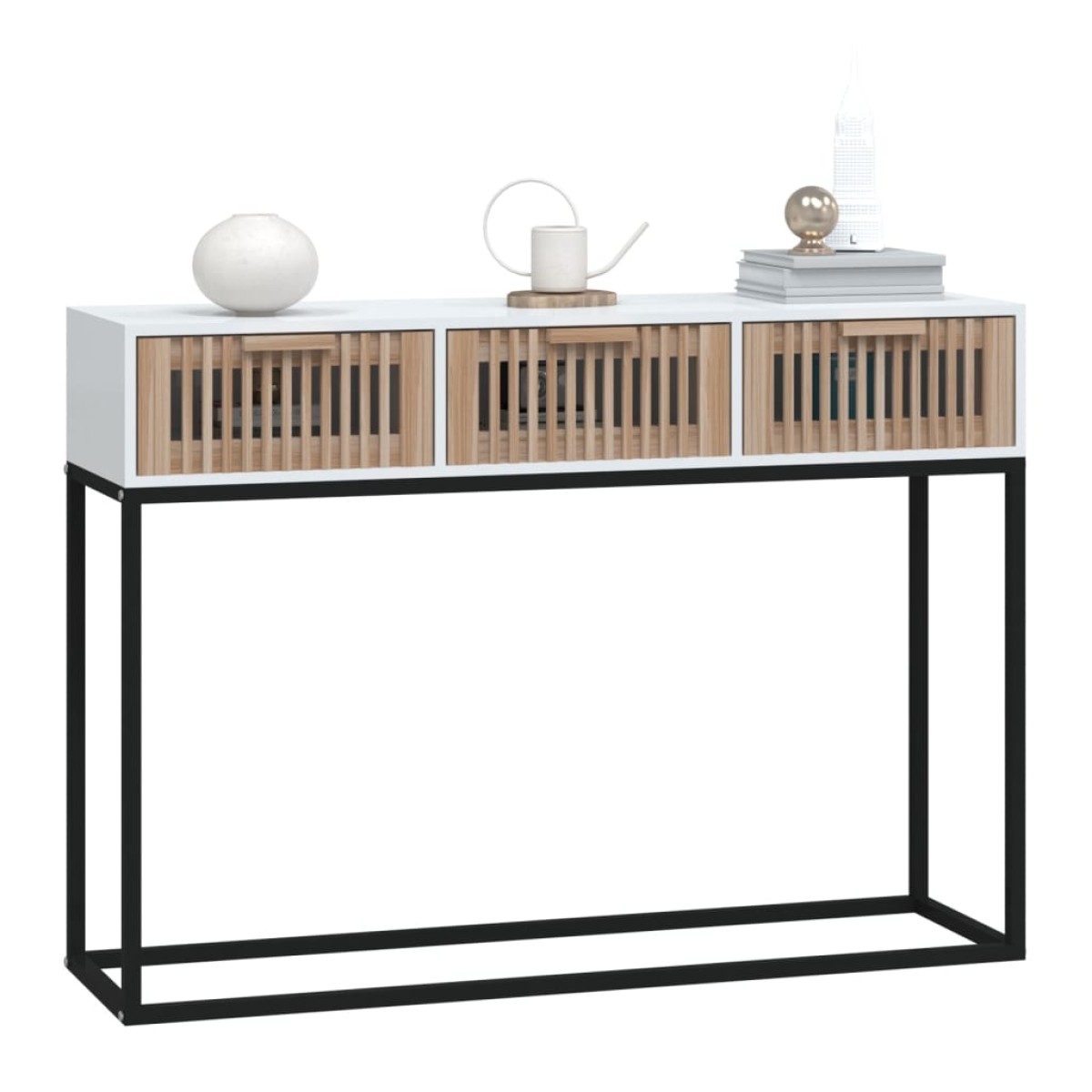 vidaXL Τραπέζι Κονσόλα Λευκό 105x30x75 εκ. Επεξεργασμένο Ξύλο / Σίδερο